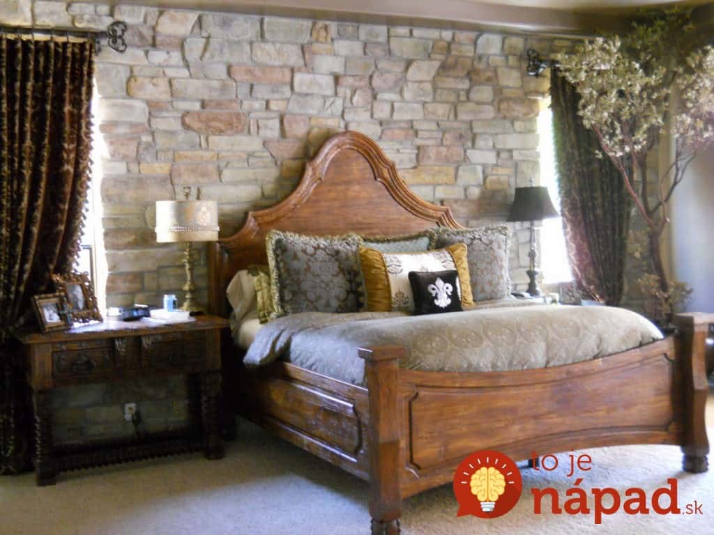 enchanting-indoor-plant-near-oak-bed-and-classic-maple-nightstands-in-wide-rustic-bedroom-ideas