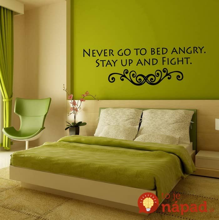 astounding-green-bedroom-accent-wall-design-plus-nice-qoute-written-at-bedroom-wall-even-dazzling-recliner-modern-design