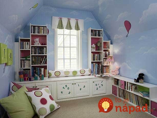 attic-bedroom-for-kids-with-sky-painting-on-wall