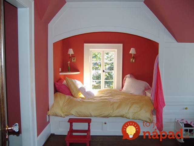 traditional-attic-bedroom-for-kids-with-red-and-white-color