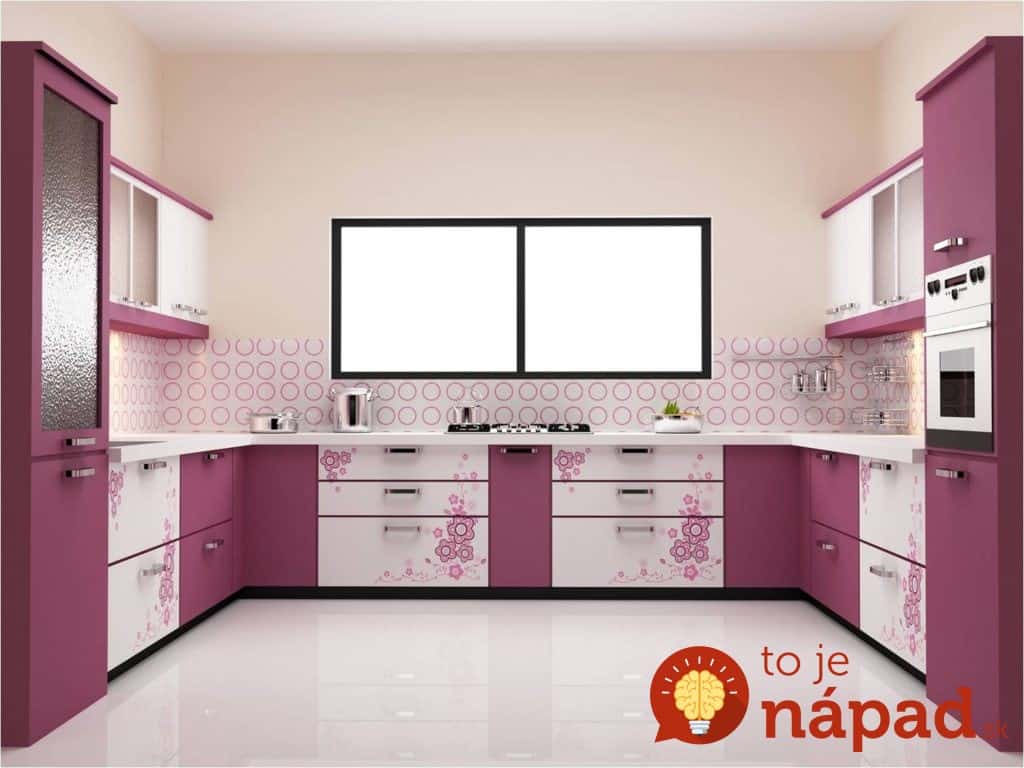stunning-u-shaped-purple-kitchen-ideas-plus-polka-dot-backsplash-feat-single-wall-oven-with-contemporary-window-design