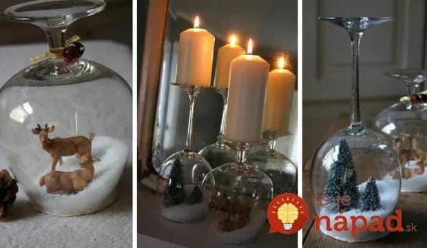Krásne zimné dekorácie z pohárov