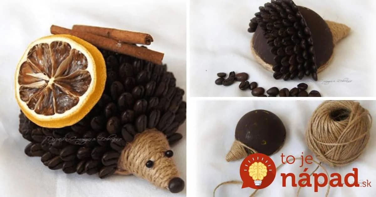 Voňavá dekorácia do bytu: Ježkovia z kávových zŕn