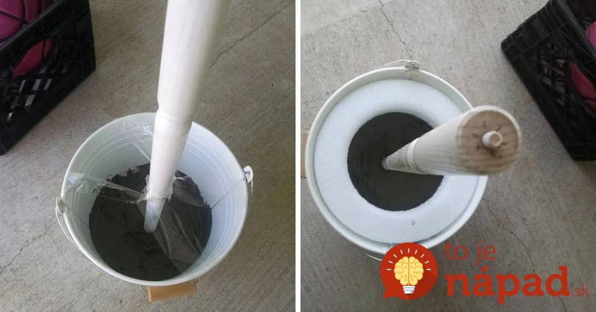 Keď rozoberal starý stôl dostal skvelý nápad: Vzal drevenú nohu, staré vedro a teraz sa susedia musia usmievať vždy, keď prejdú okolo!