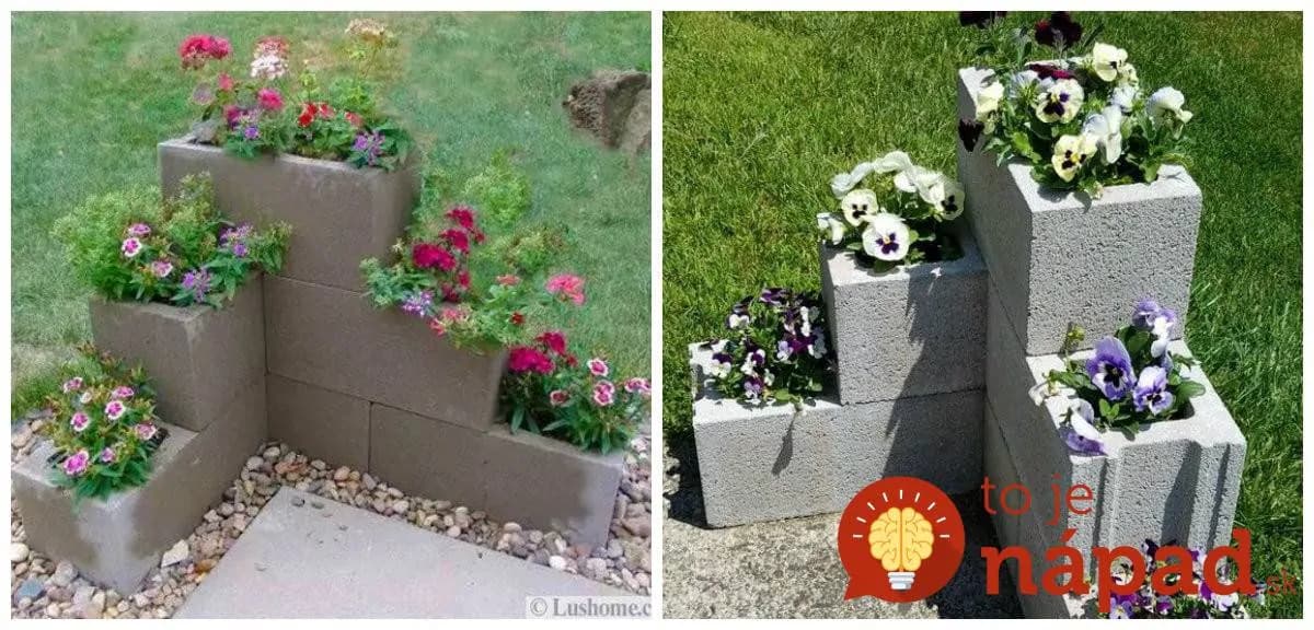 Namiesto črepníkov vysadili kvety a bylinky do obyčajných tvárnic a vyzerá to úžasne: 17 inšpirácií na terasu aj do záhrady!