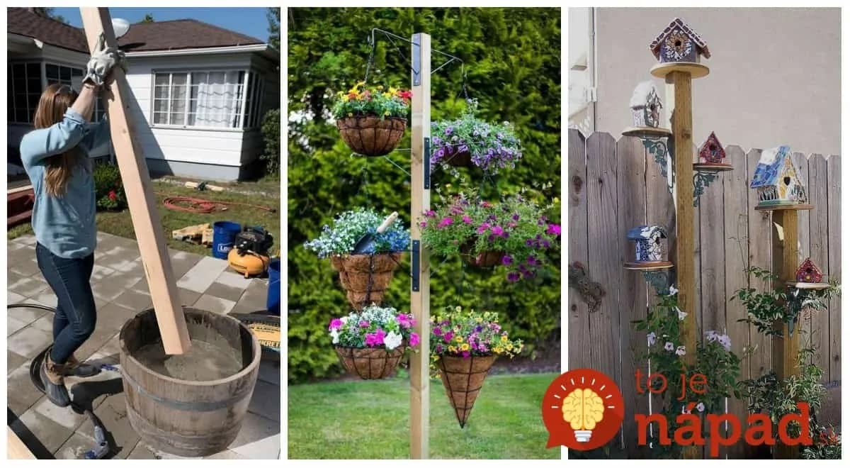 Výborné nápady, ako využiť drevené hranoly na skrášlenie záhrady: Trochu betónu, kvetináč a vyzerá to úžasne!