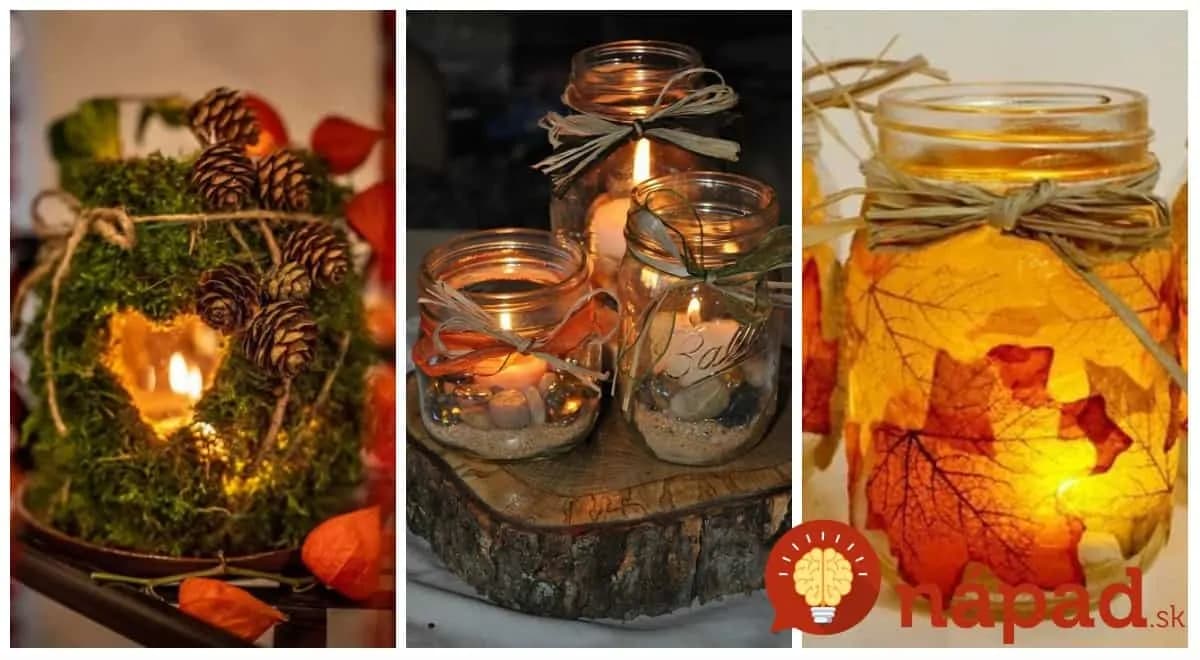 Potrebujete len pohár na zaváranie a obyčajnú sviečku: 15 nápadov na kúzelné jesenné svietniky do bytu – toto očarí každého, kto k vám príde!