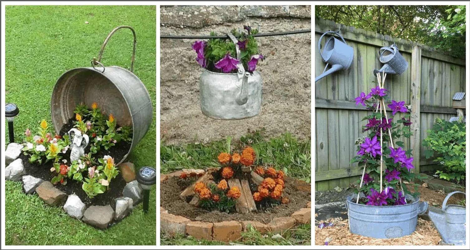 Vzali staré kovové vedrá a nádoby, z ktorých následne vytvorili perfektné veci do záhrady: 16+krásnych inšpirácií!