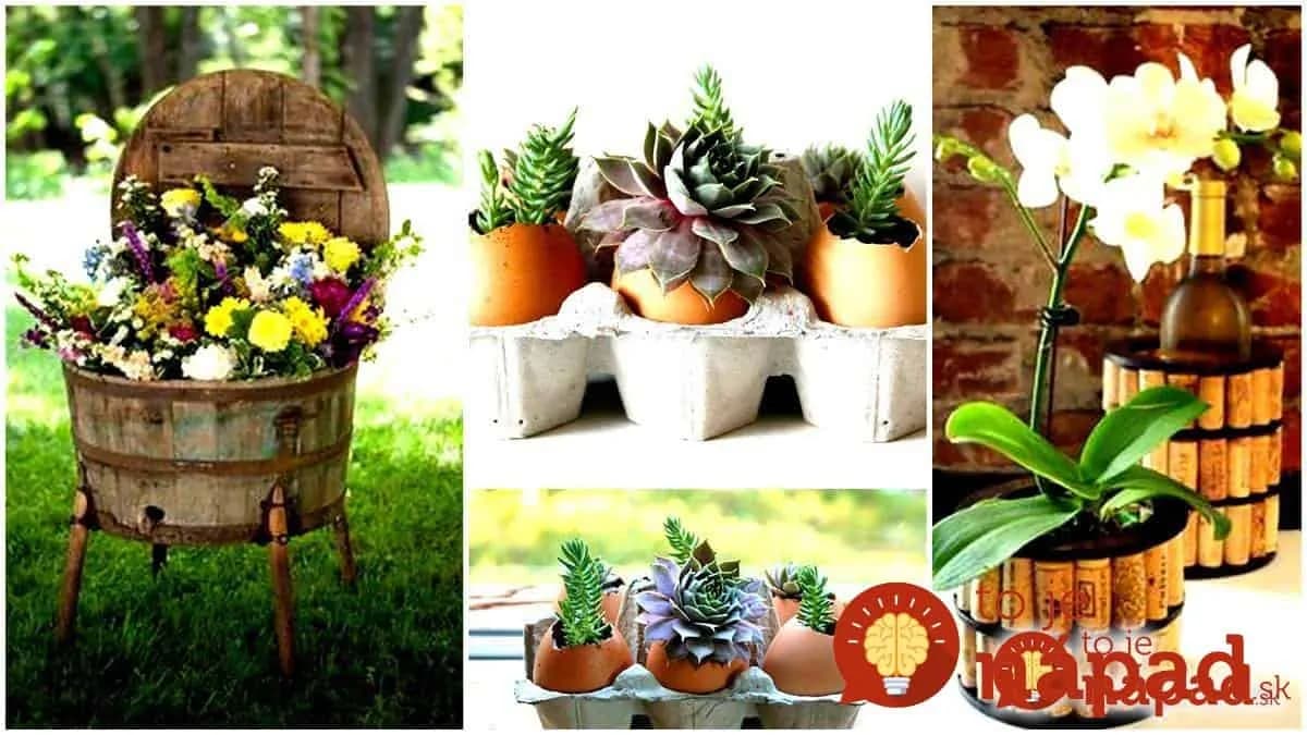 16 úžasných „urob si sám“ kvetináčov, ktoré prinesú život do vášho domova