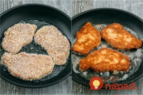 Použijete oveľa menej oleja: Perfektný trik, vďaka ktorému sa trojobal počas vyprážania nebude trhať a neprichytí sa na panvicu!